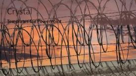  Presentation with razor - Presentation design consisting of sharp-razor-wire-with-sunset background and a violet colored foreground