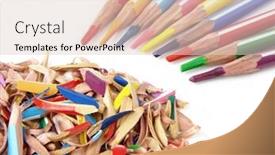 Presentation with color pencils - Beautiful presentation theme featuring sharpened color pencils still life with shavings backdrop and a lemonade colored foreground
