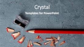  Presentation with yellow wood texture and - Slides featuring sharpener - pencil with sharpening shavings background and a gray colored foreground