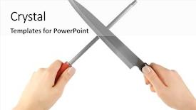  Presentation with process - Cool new presentation theme with sharpener - sharpening knife process isolated backdrop and a white colored foreground