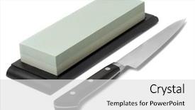  Presentation with stone afe - Slides having sharpener stone and japanese knife background and a light gray colored foreground