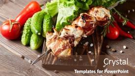  Presentation with grilled chicken - Slide set consisting of shashlik-from-chicken-with-bacon background and a tawny brown colored foreground