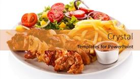  Presentation with grilled - Presentation featuring shashlik-grilled-meat-chips background and a gold colored foreground