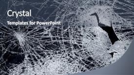 Presentation with broken glass - Beautiful presentation design featuring shattered - broken glass backdrop and a ocean colored foreground