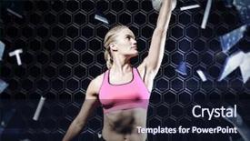  Presentation with glass human head brain - Audience pleasing PPT theme consisting of shattered - muscular woman lifting heavy kettlebell backdrop and a  colored foreground