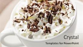  Presentation with hot chocolate - Presentation consisting of hot cocoa with shaved chocolate background and a soft green colored foreground