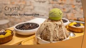  Presentation with dessert - Presentation with shaved-iced-dessert-with-iced background and a coral colored foreground