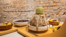  Presentation with dessert - Theme with shaved-iced-dessert-with-iced background and a coral colored foreground