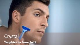  Presentation with close up of young girls - Beautiful PPT theme featuring shaving - close up stylish young man backdrop and a violet colored foreground