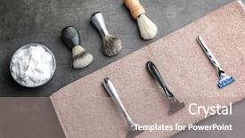  Presentation with shaving - Colorful presentation enhanced with shaving accessories for man backdrop and a coral colored foreground