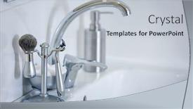  Presentation with shaving - Presentation design with shaving accessories for man on sink background and a light gray colored foreground