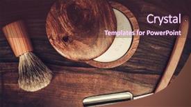  Presentation with shaving - Beautiful presentation theme featuring shaving accessories on a luxury wooden background backdrop and a wine colored foreground