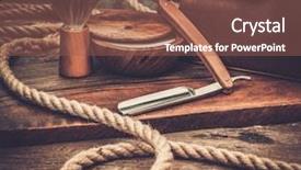  Presentation with shaving - Cool new presentation theme with shaving accessories on a luxury wooden background backdrop and a violet colored foreground