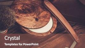  Presentation with shaving - Presentation theme enhanced with shaving accessories on a luxury wooden background background and a violet colored foreground