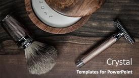 Presentation with shaving - Beautiful slide set featuring shaving-accessories-on-a-luxury backdrop and a dark gray colored foreground