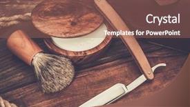  Presentation with shaving - Presentation theme featuring shaving accessories on a luxury wooden background background and a coral colored foreground