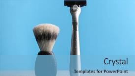  Presentation with razor - Amazing presentation design having shaving brush and razor backdrop and a light blue colored foreground
