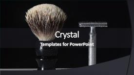  Presentation with water droplets - Audience pleasing PPT theme consisting of shaving brush two mens grooming backdrop and a  colored foreground
