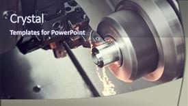  Presentation with industrial machine - Slide set enhanced with shaving industrial - cutting tool at metal working background and a tawny brown colored foreground