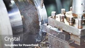  Presentation with augmented reality industry - PPT theme with shaving industrial - cutting tool turning metal detail background and a gray colored foreground