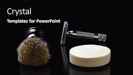  Presentation with razor - Colorful slide deck enhanced with shaving-still-life-a-razor backdrop and a black colored foreground