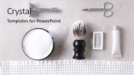  Presentation with shaving - Amazing PPT theme having shaving still life personal grooming backdrop and a  colored foreground