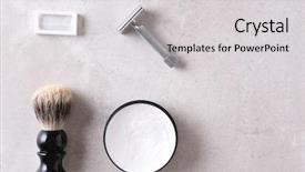  Presentation with analysis risk top view - Presentation having shaving still life top view background and a light gray colored foreground
