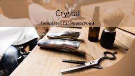  Presentation with shaving - PPT theme consisting of shaving stuff background and a coral colored foreground