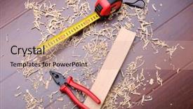  Presentation with roulette - PPT layouts consisting of shavings of wood brick and roulette for measuring background and a coral colored foreground