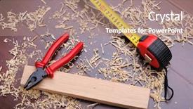  Presentation with roulette - PPT theme enhanced with shavings of wood brick and roulette for measuring background and a coral colored foreground