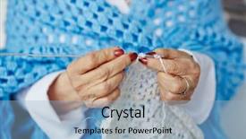  Presentation with crochet - Theme with shawl - close-up shot of wrinkled hands background and a light blue colored foreground