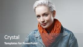  Presentation with young business woman smile show - Colorful theme enhanced with shawl - studio portrait of casual young backdrop and a gray colored foreground