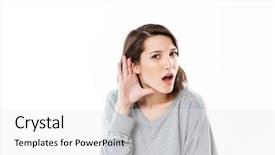  Presentation with hear - Slide deck enhanced with she can not hear something background and a  colored foreground