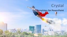  Presentation with skills - Beautiful PPT theme featuring she has super skills backdrop and a light blue colored foreground