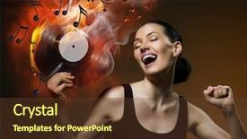  Presentation with record - Presentation having she held in her hand musical record background and a tawny brown colored foreground