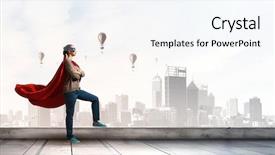  Presentation with city - Presentation design enhanced with she is city guard mixed background and a cool aqua colored foreground