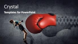  Presentation with fight - PPT theme consisting of she-is-determined-to-fight background and a dark gray colored foreground