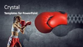  Presentation with fight - Presentation theme having she-is-determined-to-fight background and a dark gray colored foreground