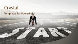  Presentation with now - Cool new PPT layouts with she is determined to start now mixed media backdrop and a sky blue colored foreground