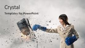  Presentation with win - Cool new PPT theme with she is determined to win backdrop and a light gray colored foreground