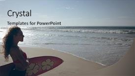  Presentation with female and beach - Amazing presentation theme having she is looking the wave backdrop and a  colored foreground