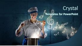  Presentation with magician - Presentation featuring she is magician as cook background and a ocean colored foreground