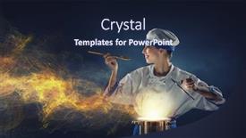  Presentation with magician - Theme enhanced with she is magician as cook mixed media background and a wine colored foreground