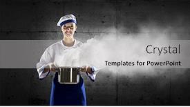 Presentation with magician - PPT theme consisting of she is magician as cook mixed media background and a light gray colored foreground