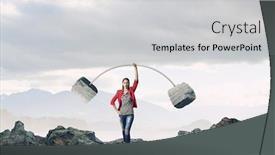  Presentation with powerful - Presentation theme enhanced with she is powerful and determined mixed media background and a light gray colored foreground