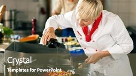  Presentation with ratatouille - PPT theme featuring she is putting olive oil background and a tawny brown colored foreground