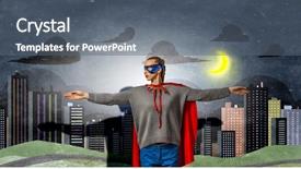  Presentation with super hero - Audience pleasing PPT layouts consisting of she is super hero mixed media backdrop and a gray colored foreground