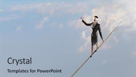  Presentation with blindfolded - Presentation design featuring she is walking blindfolded mixed media background and a light blue colored foreground