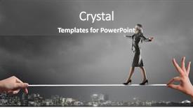  Presentation with blindfolded - Slide deck with she is walking blindfolded mixed media background and a gray colored foreground
