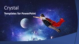  Presentation with media - Cool new PPT theme with she-is-wunderkind-mixed-media backdrop and a navy blue colored foreground